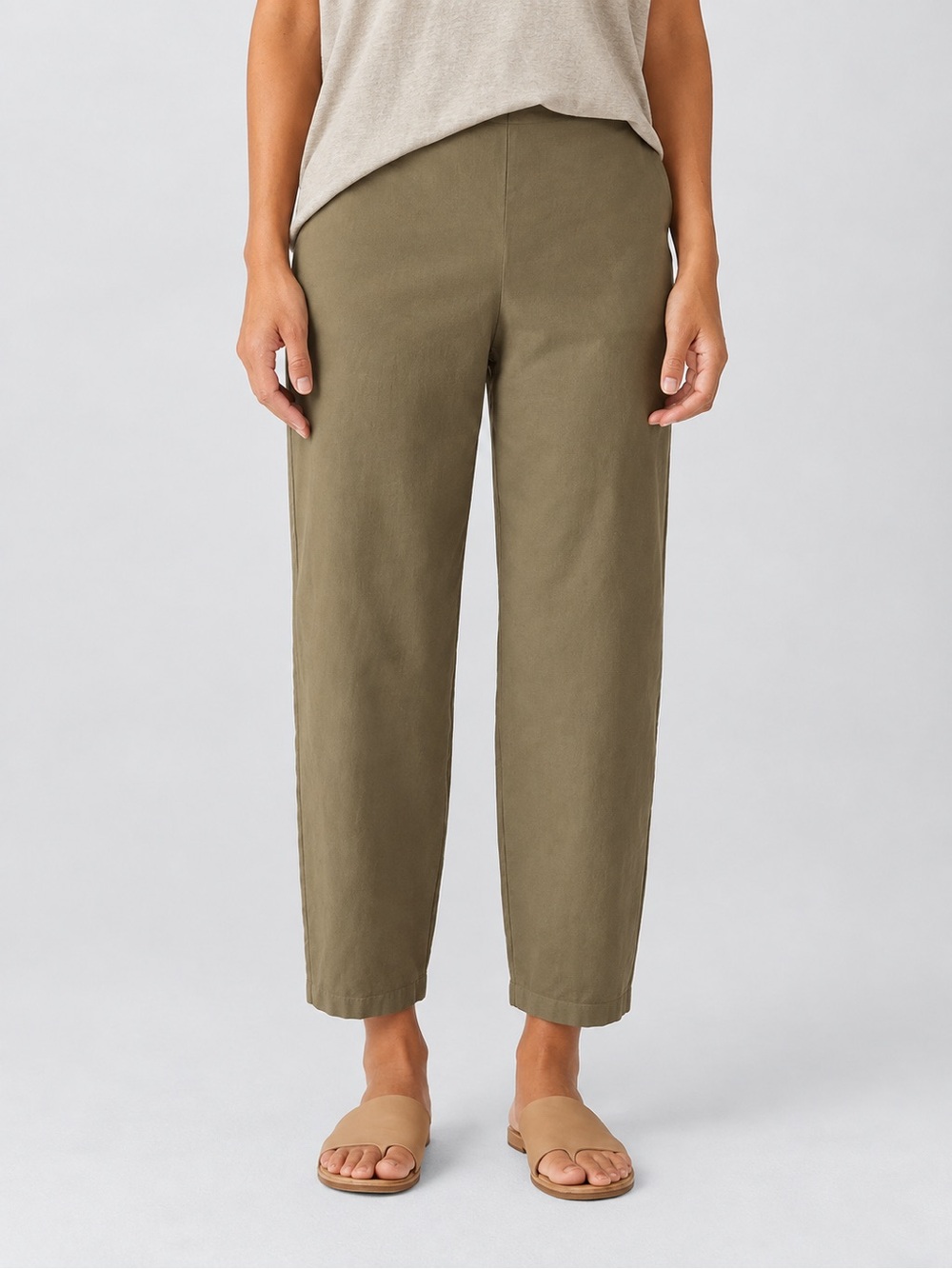 Eileen Fisher Organic Cotton Hemp Lantern Pants Olive Green